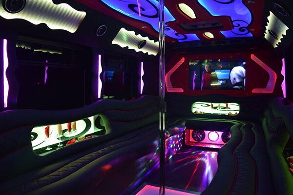 spacious party bus interior